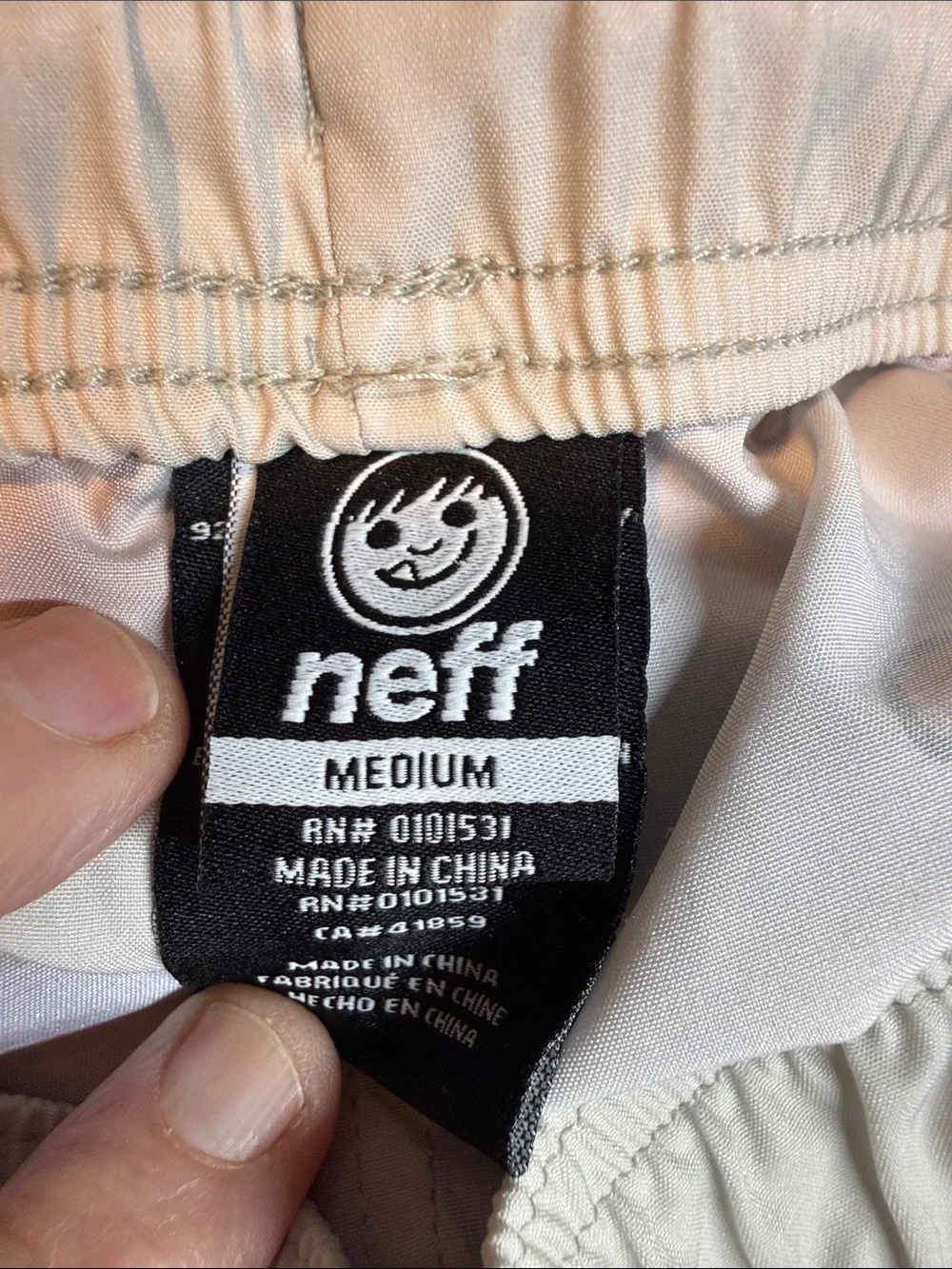 Neff Swim Trunks Men's White Tropical Print Mushroom Pockets Size M